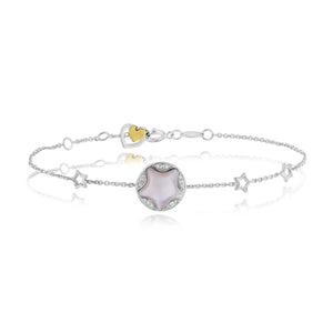 0.07ct Diamond and Mother of Pearl Bracelet set in 14KT White Gold / BT037687