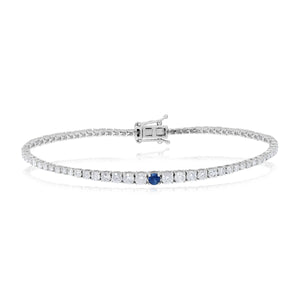 2.87ct Diamond and 0.19ct Sapphire Bracelet set in 14KT White Gold / BTR65194A