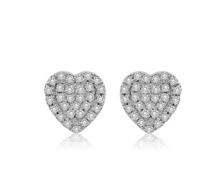 0.16ct Diamond Heart Stud Earrings set in 14KT White Gold / E16564A8