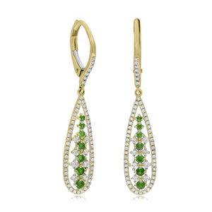 0.42ct Diamond and 0.24ct Emerald Earrings set in14KT Yellow Gold / E18170A