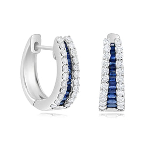 0.59ct Diamond and 0.55ct Sapphire Hoop Earrings set in 18KT White Gold / E3714A5