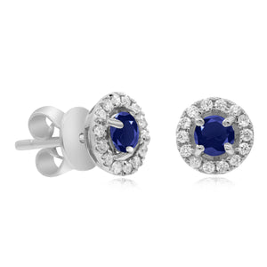 0.16ct Diamond and 0.70ct Sapphire Earrings set in 14KT White Gold / E8825C5