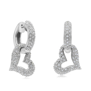 0.75ct Diamond Heart Earrings set in 14KT White Gold / EA2098