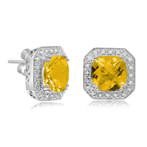 0.12ct Diamond and 3.47ct Citrine Earrings set in 14KT White Gold / EB1879C