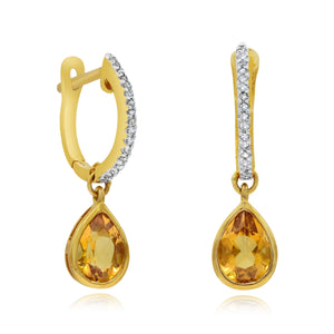 0.11ct Diamond and 1.27ct Citrine Stud Earrings set in 14KT Yellow Gold / EB2149C1