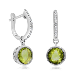 0.11ct Diamond and 2.67ct Lemon Quartz Earrings set in 14KT White Gold / EB2150L1