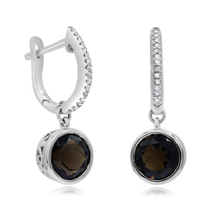 0.11ct Diamond and 2.83ct Smoky Quartz Earrings set in 14KT White Gold / EB2150S1