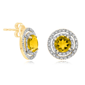 0.22ct Diamond and 1.48ct Citrine Earrings set in 14KT Yellow Gold /  EB2378C