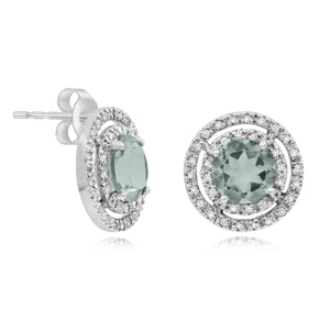 0.22ct Diamond and 2.46ct Green Amethyst Stud Earrings set in 14KT White Gold / EB2378GA