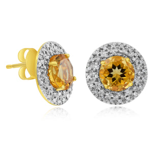 0.19ct Diamond and 2.39ct Citrine Earrings set in 14KT Yellow Gold / EB2384C
