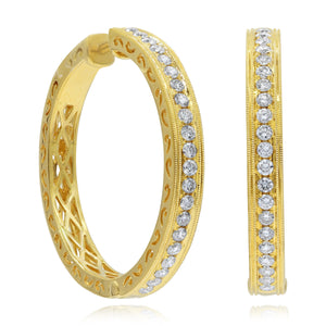 1.32ct Diamond Hoop Earrings set in 18KT Yellow Gold / EF565FB