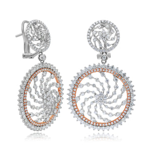 6.06ct Diamond Earrings set in 18KT White and Rose Gold / EF594