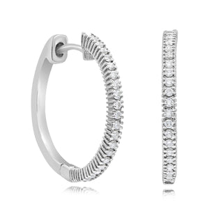 0.37ct Diamond Hoop Earrings set in 18KT White Gold / EJ503