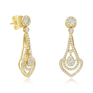 1ct Diamond Earrings set in 14KT Yellow Gold / EN746A