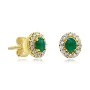 0.14ct Diamond and 0.27ct Emerald Stud Earrings set in 14KT Yellow Gold / ER113508
