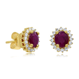 0.27ct Diamond and 1.04ct Ruby Stud Earrings set in 14KT Yellow Gold / ER113641