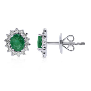 0.25ct Diamond and 0.79ct Emerald Earrings set in 14KT White Gold / ER113647
