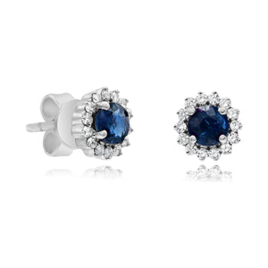 0.14ct Diamond and 0.61ct Sapphire Stud Earrings set in 14KT White Gold / ER113655C15