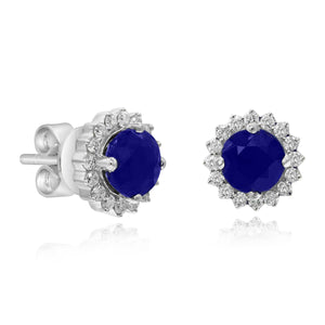 0.22ct Diamond and 1.10ct Sapphire Earrings set in 14KT White Gold / ER115102F