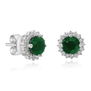 0.22ct Diamond and 0.97ct Emerald Earrings set in 14KT White Gold / ER115102D