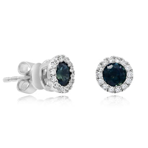 0.16ct Diamond and 0.78ct Sapphire Stud Earrings set in 14KT White Gold / ER412906