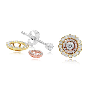 0.48ct Diamond Stud Earrings set in 14KT White, Yellow and Rose Gold /ERS115821B
