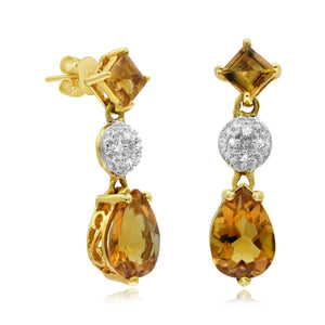 0.03ct Diamond and 1.39ct Citrine Stud Earrings set in 14KT Yellow Gold /EZ71324C
