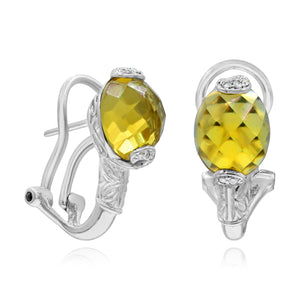 0.06ct Diamond and 6.76ct Citrine Earrings set in 14KT White Gold /GE0890C