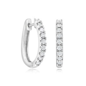 0.20ct Diamond Hoop Earrings set in 14KT White Gold /HP400160