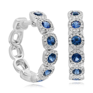 0.28ct Diamond and 0.98ct Sapphire Hoop Earrings set in 14KT White Gold / HP401031
