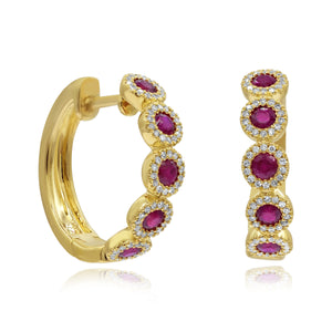 0.21ct Diamond and 0.74ct Ruby Stud Earrings set in 14KT Yellow Gold / HP401321A