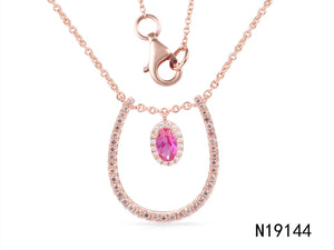 0.26ct Diamond and 0.29ct Ruby Necklace set in 14KT Rose Gold / N19144C