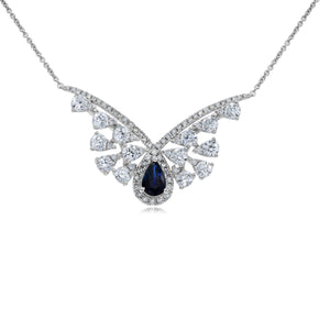 1.25ct Diamond and 0.22ct Sapphire Necklace set in 14KT White Gold / N21618B