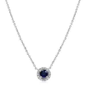 0.11ct Diamond and 0.61ct Sapphire Necklace set in 14KT White Gold / N8823A17