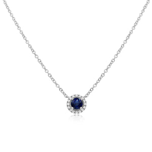 0.11ct Diamond and 0.73ct Sapphire Necklace set in 14KT White Gold / N8825C6