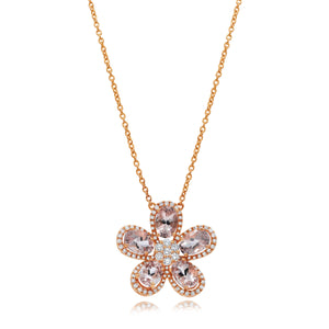0.38ct Diamond and 2.53ct Morganite Necklace set in 14KT Rose Gold / NL757B