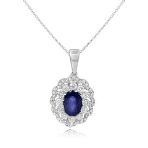 0.48ct Diamond and 1.07ct Sapphire Pendant set in 14KT White Gold / P20673C5