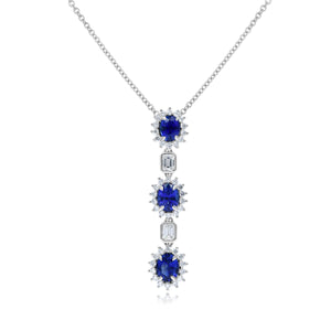 1.13ct Diamond and 3.30ct Sapphire Pendant set in 18KT White Gold / PN212A