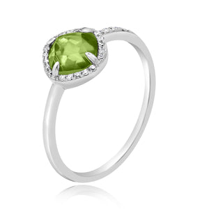 0.09ct Diamond and 0.92ct Peridot set in 14KT White Gold / R10225B