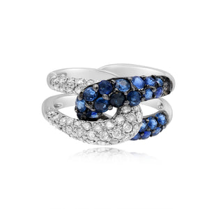 0.46ct Diamond and 1.43ct Sapphire Ring set in 14KT White Gold / R10545