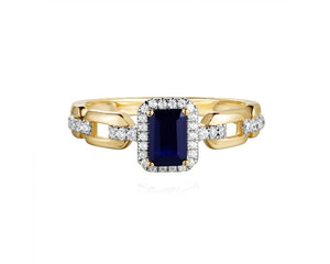 0.17ct Diamond and 0.69ct Sapphire Ring set in 14KT Yellow Gold / R25553D