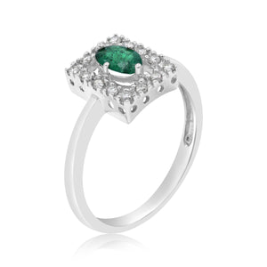 0.18ct Diamond and 0.41ct Emerald Ring set in 14KT White Gold / R4165E