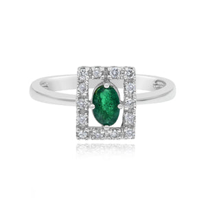 0.18ct Diamond and 0.41ct Emerald Ring set in 14KT White Gold / R4165E