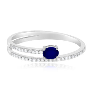 0.10ct Diamond and 0.27ct Sapphire Ring set in 14KT White Gold / R51531C