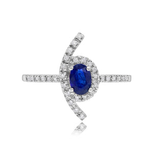 0.14ct Diamond and 0.71ct Sapphire Ring set in 18KT White Gold / R5373S1