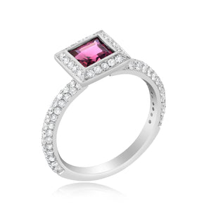 0.72ct Diamond and 0.70ct Pink Tourmaline Ring set in 18KT White Gold / R6807P