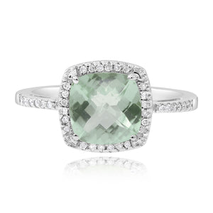 0.12ct Diamond and 1.85ct Green Amethyst Ring set in 14 KT White Gold  / RB3054G1