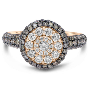 0.46ct White and 0.96ct Brown Diamond Ring set in 18KT Rose Gold / RF341A