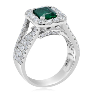 1.89ct Diamond and 1.50ct Emerald Ring set in 18KT White Gold /RJ882G