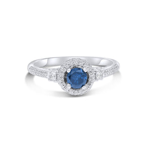 0.57ct White and 0.39ct Blue Diamond Ring set in 18KT White Gold / RK1951A